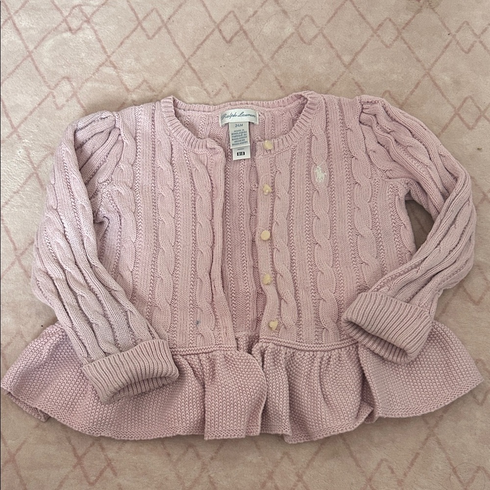Ralph Lauren Light Pink Cable Knit Cardigan